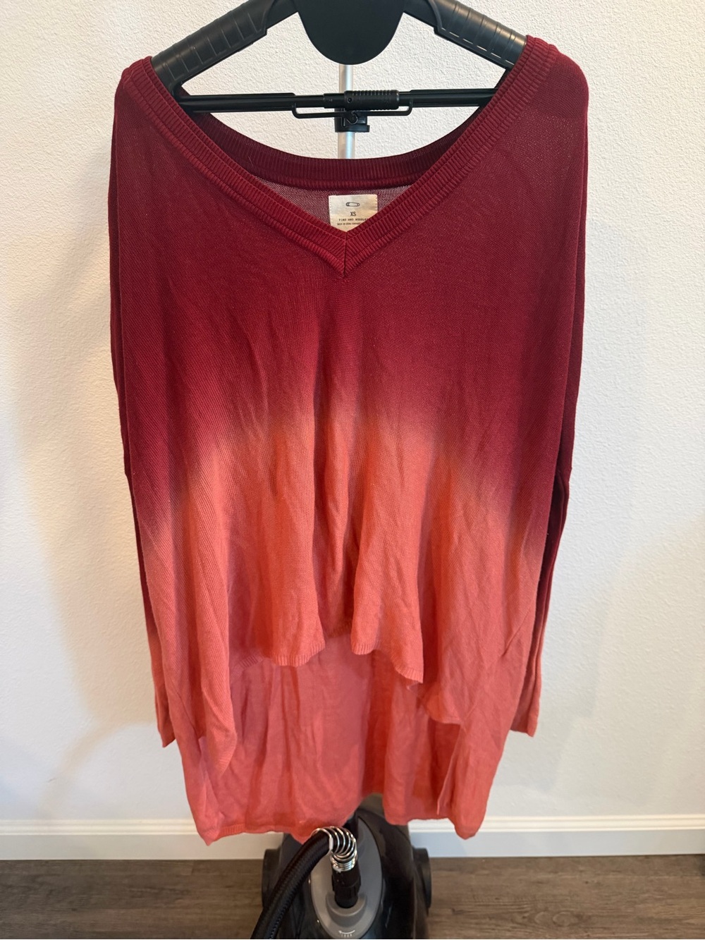 Pins & Needles Burgundy to Coral Dip-Dye V-Neck Tunic